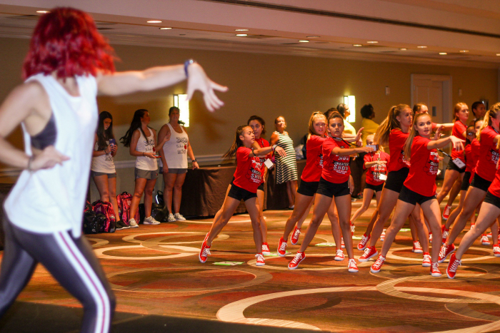 Sharna Burgess with dancers at masterclass workshop